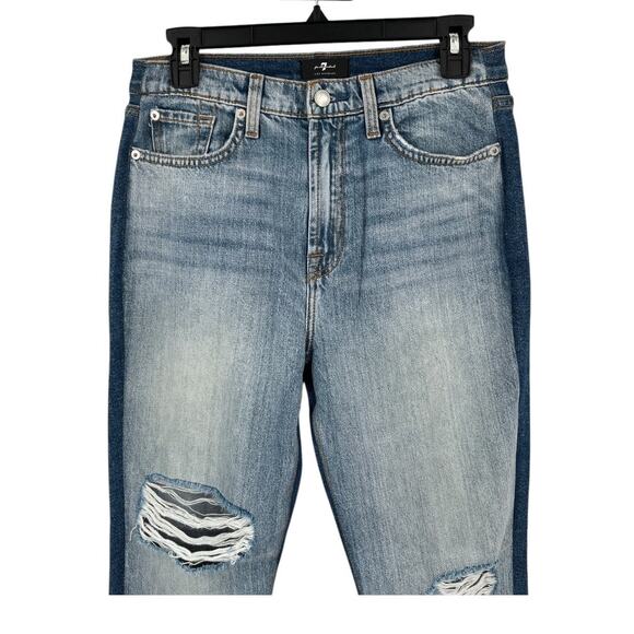 7 for All Mankind Jeans 50/50 Ripped High Waist Ankle Straight Leg size 28 - Picture 3 of 7